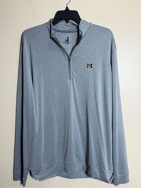 johnnie-O Michigan Wolverines Quarter Zip Pullover Large Gray